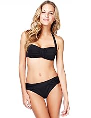 Halterneck Gathered Front Padded Bikini Top