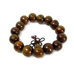 Carved Chinese Serenity Stretch Wooden Bracelet