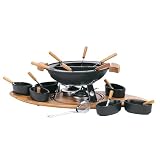 Review Trudeau 082864 / Trudeau Elite 3 in 1 Cast Iron Fondue Set with Bamboo Base, 26 Pieces