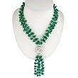 Handmade Dark Green Jade Lariat Necklace With Etched Silver Accent Bead