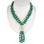 SAVE $48.01 - Handmade Dark Green Jade Lariat Necklace With Etched Silver Accent Bead $47.99