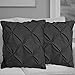 Pinch Plated / Pintuck Dark Gray Pillow Shams Set of 2 - Luxury 600 Thread Count 100% Egyptian Cotton Cushion Cover Euro Size Decorative Pillow Cover Tailored European Pillow Sham Euro 26' x 26'