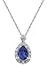 10k White Gold, September Birthstone, Lab Created Sapphire and Diamond Pear Shaped Pendant