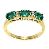14K Yellow Gold Emerald and Diamond Ring