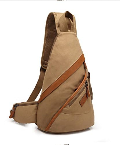 Filag Outdoor Men Sling Bag Canvas Bag Chest Riding Cross Body Bag for Camping Hiking Trekking (Khaki)