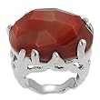 Silvertone Created Carnelian Ring (Sizes 5 - 9 available)
