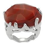 Silvertone Created Carnelian Ring (Sizes 5 - 9 available)