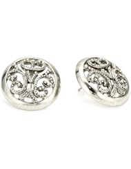 1928 Jewelry "Vintage Lace" Round Filigree Button Earrings