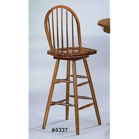 Click here to buy 29H Spindle Back Oak Finish Bar Stool w  Swivel Seat by visiondecor Furniture.