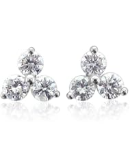 14k White Gold 3 Stone Diamond Stud Earrings (GH, I1-I2, 0.33 carat)