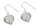 Silver Ladies' Filigree Open Heart Hook Wire Earrings
