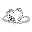 14K White Gold Diamond Heart Ring