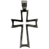 Hollow Cross - Sterling Silver Pendant Necklace Picture is not true size. Item comes with a black cord necklace.