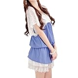 Allegra K Ladies Scoop Neck Short Sleeve Elastic Waist Ruched Dress Cornflower Blue S