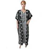 WomensCottonCaftanBlack&WhiteKimonoSleeveTunicKaftan