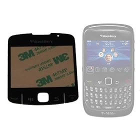 Blackberry 8520 Curve replacement Screen lens in BLACK - Easy Self-Assembly, comes complete with sticker adhesive and rubber button pad attached for quick and easy self replacement - Replace your damaged/scratched top screen fast, easily and cheaply