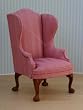 Upholstered Dollhouse Miniature Wing Chair in Pink Stripe
