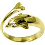 10K Yellow Gold Cubic Zirconia Dolphin Toe Ring