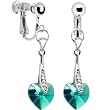 Austrian Crystal Heart December Birthstone Clip Earrings