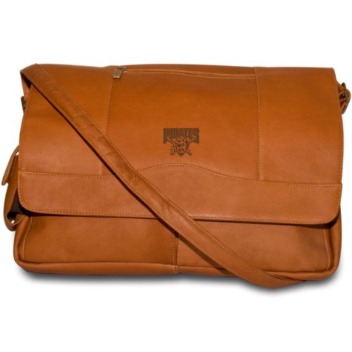MLB Pittsburgh Pirates Tan Leather Laptop Messenger Bag