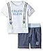 Calvin Klein Baby Boys' Interlock Top and Woven Chambray Shorts, Blue, 24 Months