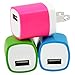 Wall Charger, OKRAY [3-Pack] 5V/1AMP 1-Port USB Wall Home Travel Charger Plug Power Adapter For iPhone 6/6 plus 5S 5 4S,Samsung Galaxy S6 S5 S4 S3,HTC One M8 M9,LG G2 G3,Blackberry,Motorola And More (Blue Green Pink)