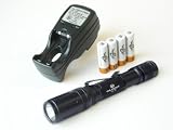 OLIGHT TACTICAL T25-T w. Cree Q5 WC LED 3 levels, 3 modes, 190 lumens with 4 pcs pre-charged Tenergy AA NiMH 2300mah and a T-2833 Compact Charger