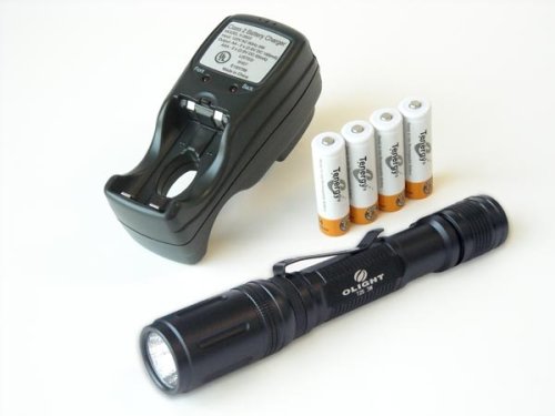 Cover image : OLIGHT TACTICAL T25-T w. Cree Q5 WC LED 3 levels, 3 modes, 190 lumens with 4 pcs pre-charged Tenergy AA NiMH 2300mah and a T-2833 Compact Charger
