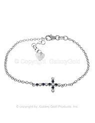 Sapphire Cross Bracelet with Diamond Accents in 14k White Gold