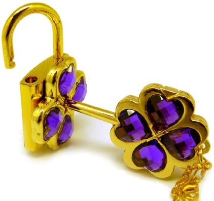 CTMWEB My Guardian Characters Golden Necklace with Purple Gem Key Lock Pendant