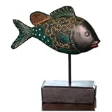GreenBatikFishSculptureHomeDecor