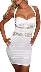 Sexy Halter Cutout Lace Sheer Backless Club Dress 