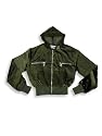 Private Label - Girls Satin Zip Front Jacket, Olive Black Shorter Crop Length