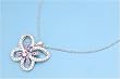 Sterling Silver Necklace -Butterfly with Clear and Amethyst CZ - 24mm Pendant Height
