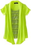 Amy Byer Girls 7-16 Stripe Tier Inset Twofer Shirt