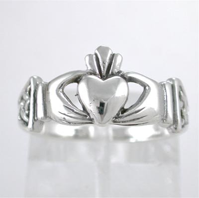 Irish Friendship & Love Celtic Claddagh Ring in Sterling Silver in sizes 5, 6, 7, 8 and 9, #8934