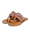 Qupid Women Leatherette Toe Ring T-Strap Sequin Beaded Boho Slip On Sandal DI09 - Tan