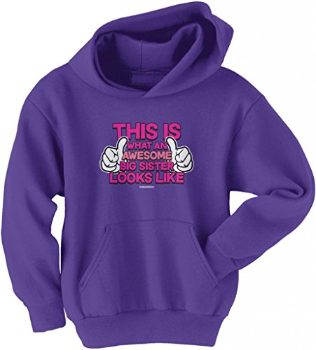 Threadrock Big Girls' This Is What An Awesome Big Sister Looks Like Youth Hoodie XL Purple