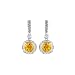 18K Yellow Gold and Sterling Silver 1/5 ct. Diamond with 5 ct. Citrine Earrings
