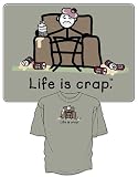 Hangover - Life is Crap T-Shirt 100% Cotton Short Sleeve Shirt for Over Drinkers fits Adults (Large)