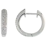 14k White Gold Diamond Huggie Earrings w/ 0.30 Carat Brilliant Cut Diamonds, 5/8 in. (16mm)
