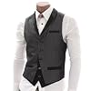 Waistcoats For Men: Layered Design Button Up Vest Waistcoat (Black and Grey) Thumbnail