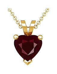 14K Yellow Gold Heart Cut Ruby Solitaire Pendant