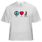 Peace Love German Shepherds Pets White T-Shirt by CafePress