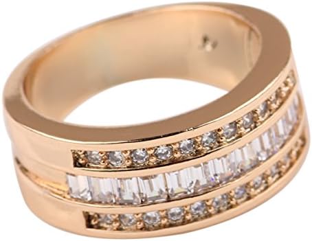 18k Yellow Gold Plated Men's Ring Channel Setting Zircon Size 10