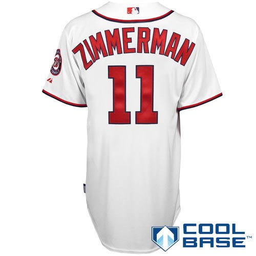 MLB Men's Washington Nationals Ryan Zimmerman Six Button Cool Base Authentic Home Jersey (White, 40/Medium)