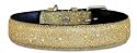18" Gold Bling Bling Glitter leather dog collar