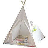 Lovetree&reg; Children Indina Cotton Canvas Teepee-pure White One Windows-preassemble