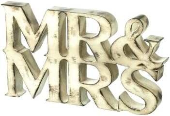 Large Free Standing Mr & Mrs Sign / Letters In White Distressed Shabby Chic Finish