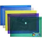 Premium Poly Envelope with Velcro Closure-5pc Mix Colors Set, Letter /A4 Size-translucent